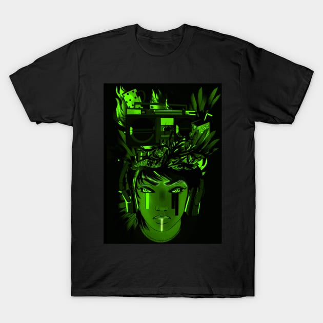 Cyber punk with glowing face T-Shirt by jen28